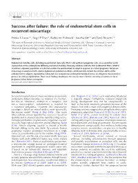 The Role of Endometrial Stem Cells in Recurrent Miscarriage