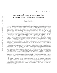Arxiv:Math/0207238V1 [Math.GT] 25 Jul 2002 an Integral Generalization