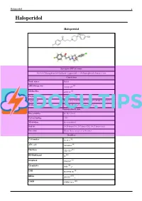 Haloperidol 1 Haloperidol