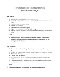 How to Use and Important Instructions Jiucer Mixer