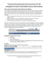 Managing Your Library's Social Media Presence with Hootsuite