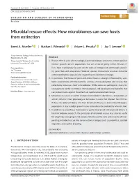 Microbial Rescue Effects: How Microbiomes Can Save Hosts from Extinction