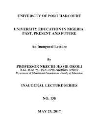 PAST, PRESENT and FUTURE an Inaugural Lecture