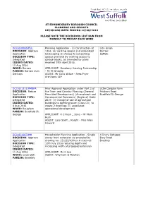 Weekly Decisions List 12.08.2016