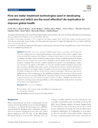 How Are Water Treatment Technologies Used in Developing Countries and Which Are the Most Effective? an Implication to Improve Global Health