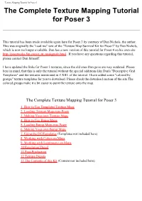 Texture Mapping Tutorial for Poser 3 the Complete Texture Mapping Tutorial for Poser 3