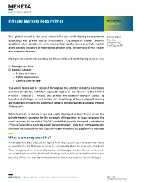 Private Markets Fees Primer WHITEPAPER OCTOBER 2019