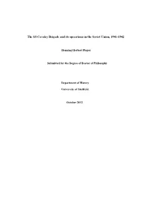 The SS Cavalry Brigade and Its Operations in the Soviet Union, 1941-1942