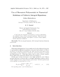 Use of Bernstein Polynomials in Numerical Solutions of Volterra Integral Equations