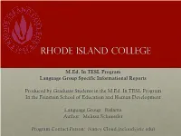 Bislama Informational Report