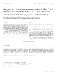 Bottom-Current and Wind-Pattern Changes As Indicated by Late Glacial and Holocene Sediments from Western Lake Geneva (Switzerland)