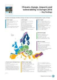Climate Change, Impacts and Vulnerability in Europe 2016 — Key Findings