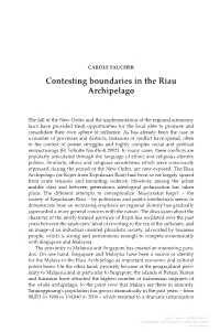 Contesting Boundaries in the Riau Archipelago