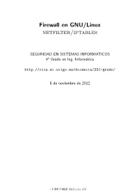 Firewall En GNU/Linux Netfilter/Iptables
