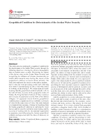 Geopolitical Condition for Determinants of the Jordan Water Security