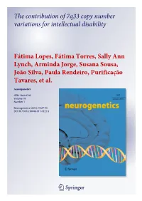 The Contribution of 7Q33 Copy Number Variations for Intellectual Disability