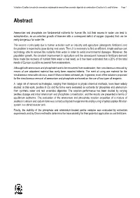 Validation of Zeolites to Maximize Ammonium and Phosphate Removal from Anaerobic Digestate by Combination of Zeolites in Ca and Na Forms Page 1