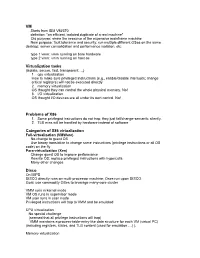 VM Virtualization Tasks Problems of X86 Categories of X86 Virtualization