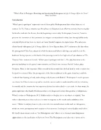 1 “What's Past Is Prologue: Rewriting and Interfacing Shakespeare in Life
