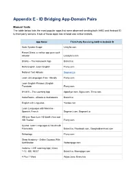 Appendix E - ID Bridging App-Domain Pairs