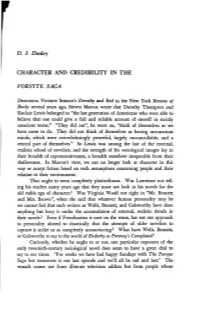 Character and Credibility in the Forsyte Saga