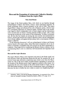 Hera and the Formation of Aristocratic Collective Identity: Evidence from the Argive Plain