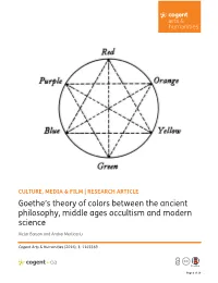 Goethe's Theory of Colors Between the Ancient Philosophy, Middle Ages