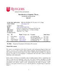 Introduction to Linguistic Theory About This Course