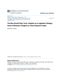 Litigation As a Legislative Strategy - Some Preliminary Thoughts on a New Research Project