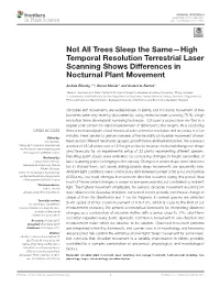 Not All Trees Sleep the Same—High Temporal Resolution Terrestrial Laser Scanning Shows Differences in Nocturnal Plant Movement