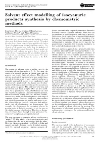 Solvent Effect Modelling of Isocyanuric Products Synthesis by Chemometric Methods