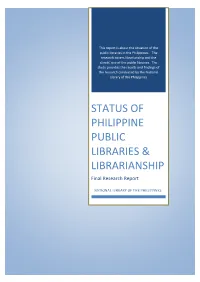 Status of Philippine Public Libraries & Librarianship