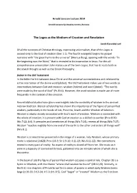The Logos As the Medium of Creation and Revelation