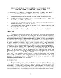 Development of Fluorescent Coatings for High Temperature Aerospace Applications