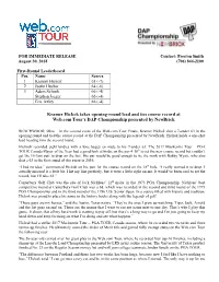 Kramer Hickok Takes Opening-Round Lead and Ties Course Record at Web.Com Tour’S DAP Championship Presented by Newbrick