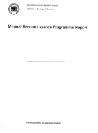 Mineral Reconnaissance Programme Report