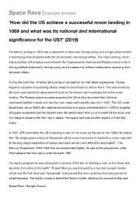 Sample Answer ‘How Did the US Achieve a Successful Moon Landing in 1069 and What Was Its National and International Significance for the US?’ (2019)