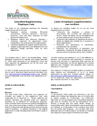 Unaudited Supplementary Employee Lists