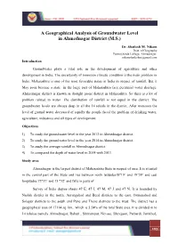 A Geographical Analysis of Groundwater Level in Ahmednagar District (M.S.)