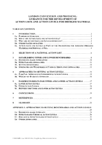 Action Lists and Levels for Dredged Materials