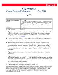 Caprolactam Product Stewardship Summary June 2009