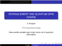 Entanglement and Quantum Spin Chains
