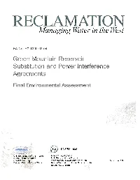 Green Mountain Reservoir Substitution and Power Interference Agreements Final EA