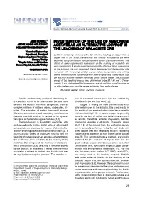 Investigation of the Use of Ammonium Acetate As an Alternative Lixiviant in the Leaching of Malachite