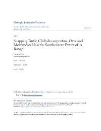 Snapping Turtle, Chelydra Serpentina, Overland Movements Near the Southeastern Extent of Its Range David A