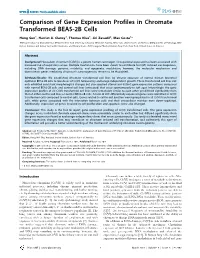 Comparison of Gene Expression Profiles in Chromate Transformed BEAS-2B Cells