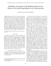 Durability Assessment of the Bauhaus School in the History of Art and Design Based on Its Characteristics