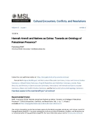 Hannah Arendt and Natives As Extras: Towards an Ontology of Palestinian Presence?