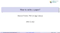 How to Write a Paper?