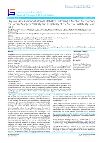 Physical Assessment of Sternal Stability Following a Median